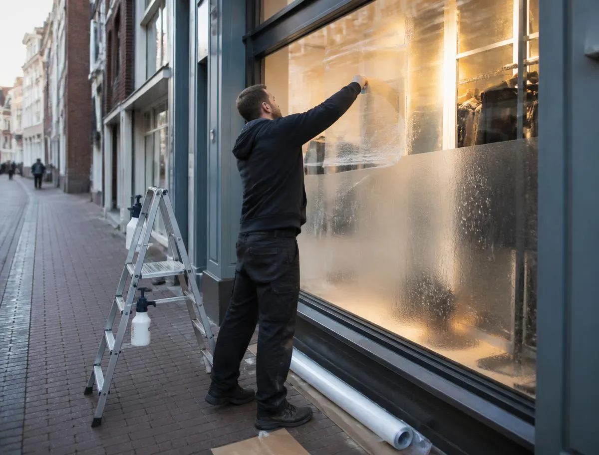 Ladengeschäft mit großer Schaufensterfront an einer Straße